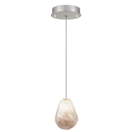 Fine Art Lamps Natural Inspirations Pendant, Round, 1-Light, LED, Natural Quartz Glass, Platinized Silver Leaf Can 852240-19LD